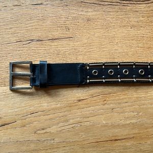 Black leather designer unknown belt - L